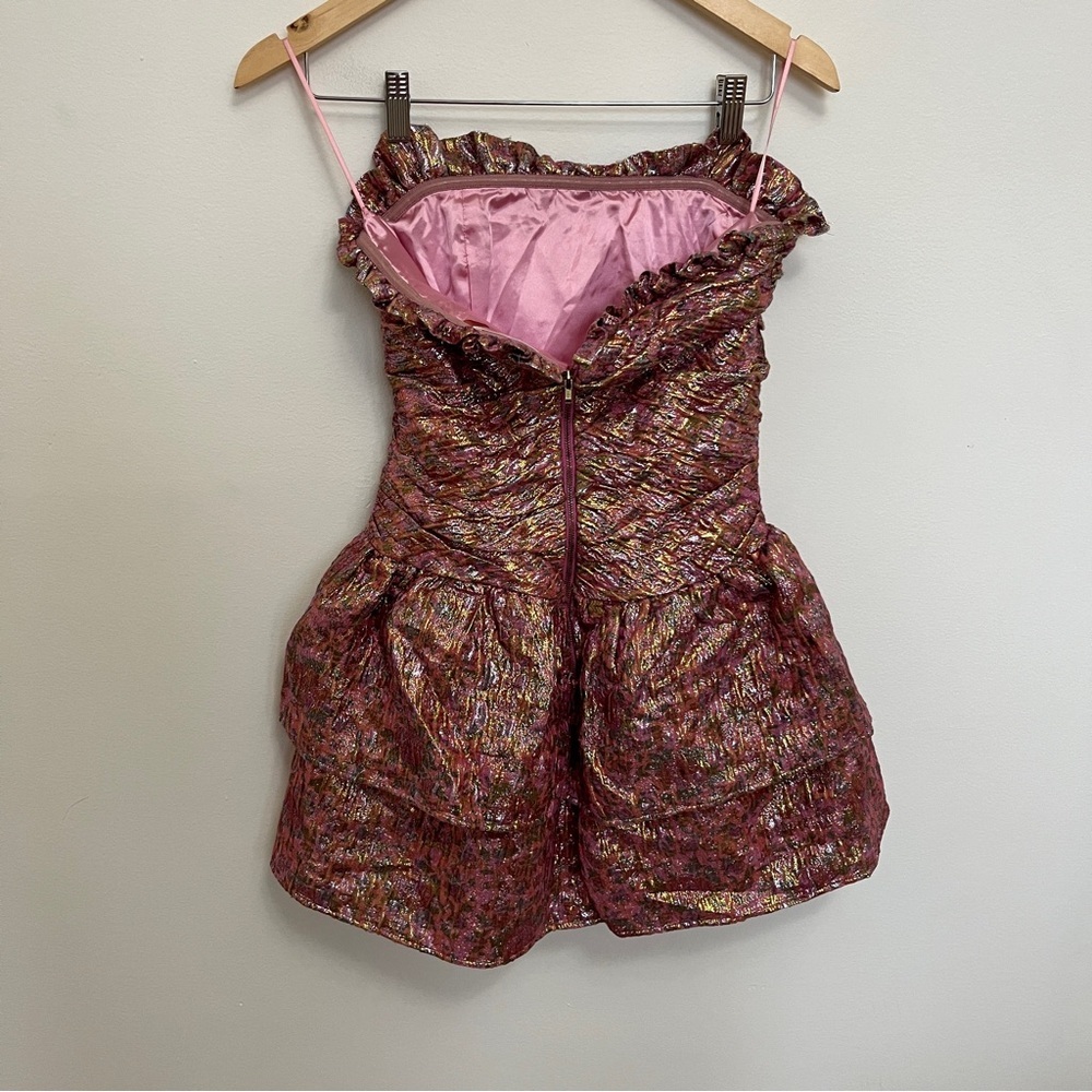 LoveShackFancy Acelin Metallic Mini Dress Size 4 - Picture 9 of 10